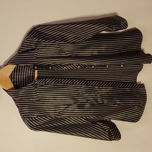 Black white striped blouse w/ gold buttons